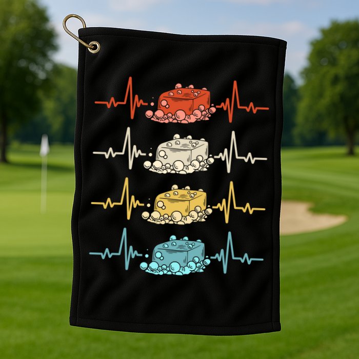 Soap Making Soap Maker Heartbeat Gift Golf Towel