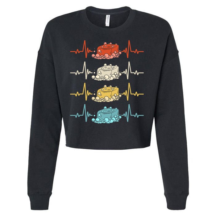 Soap Making Soap Maker Heartbeat Gift Cropped Pullover Crew