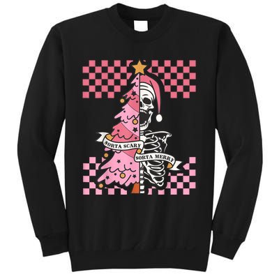 Sorta Merry Sorta Scary Spooky Christmas Goth Skull Xmas Sweatshirt