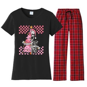 Sorta Merry Sorta Scary Spooky Christmas Goth Skull Xmas Women's Flannel Pajama Set