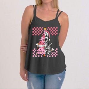 Sorta Merry Sorta Scary Spooky Christmas Goth Skull Xmas Women's Strappy Tank