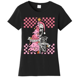 Sorta Merry Sorta Scary Spooky Christmas Goth Skull Xmas Women's T-Shirt