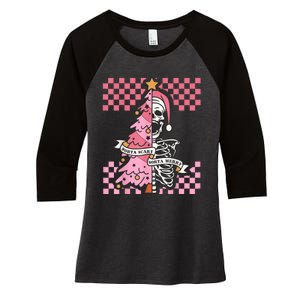 Sorta Merry Sorta Scary Spooky Christmas Goth Skull Xmas Women's Tri-Blend 3/4-Sleeve Raglan Shirt