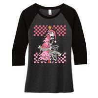 Sorta Merry Sorta Scary Spooky Christmas Goth Skull Xmas Women's Tri-Blend 3/4-Sleeve Raglan Shirt