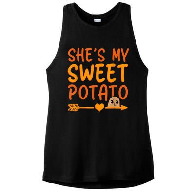 Shes My Sweet Potato I Yam Set Thanksgiving Couples Matching Ladies PosiCharge Tri-Blend Wicking Tank