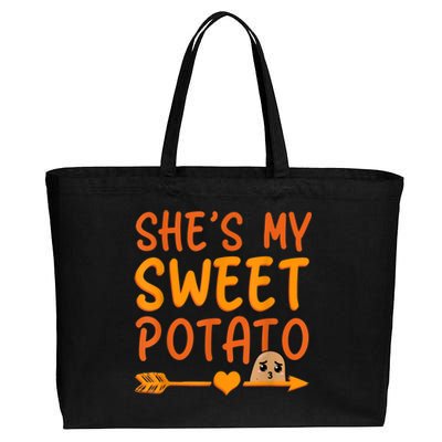 Shes My Sweet Potato I Yam Set Thanksgiving Couples Matching Cotton Canvas Jumbo Tote