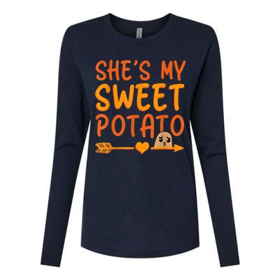 Shes My Sweet Potato I Yam Set Thanksgiving Couples Matching Womens Cotton Relaxed Long Sleeve T-Shirt