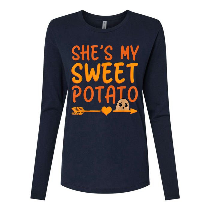 Shes My Sweet Potato I Yam Set Thanksgiving Couples Matching Womens Cotton Relaxed Long Sleeve T-Shirt