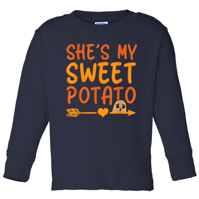 Shes My Sweet Potato I Yam Set Thanksgiving Couples Matching Toddler Long Sleeve Shirt