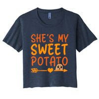 Shes My Sweet Potato I Yam Set Thanksgiving Couples Matching Women's Crop Top Tee