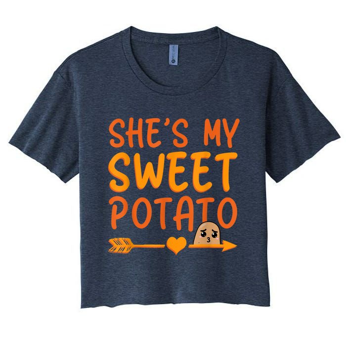 Shes My Sweet Potato I Yam Set Thanksgiving Couples Matching Women's Crop Top Tee