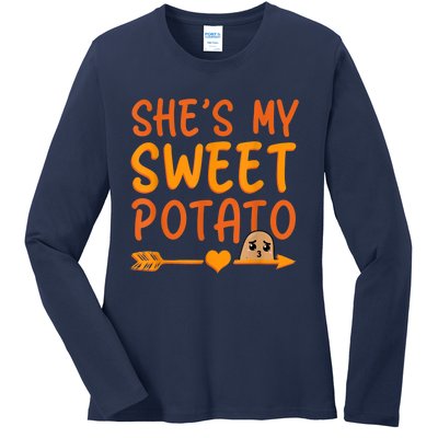 Shes My Sweet Potato I Yam Set Thanksgiving Couples Matching Ladies Long Sleeve Shirt