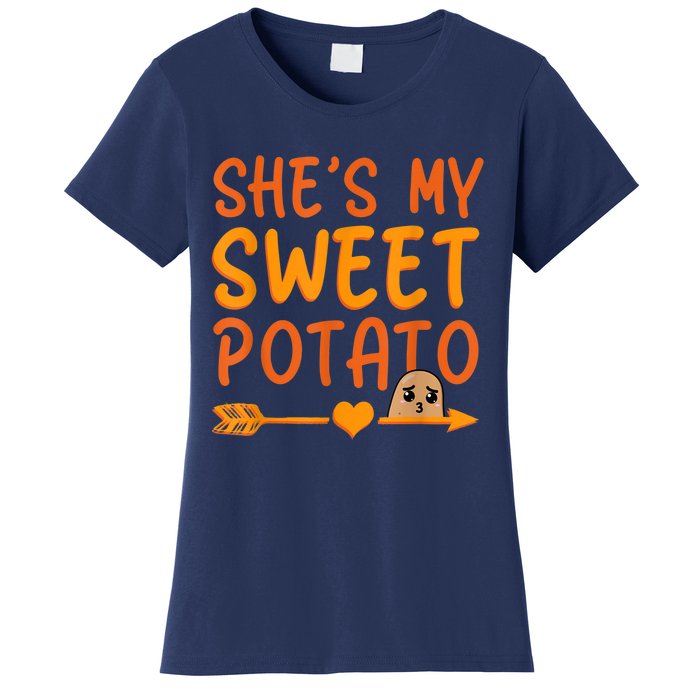 Shes My Sweet Potato I Yam Set Thanksgiving Couples Matching Women's T-Shirt