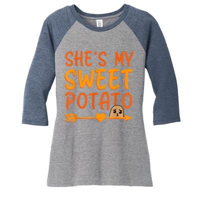 Shes My Sweet Potato I Yam Set Thanksgiving Couples Matching Women's Tri-Blend 3/4-Sleeve Raglan Shirt