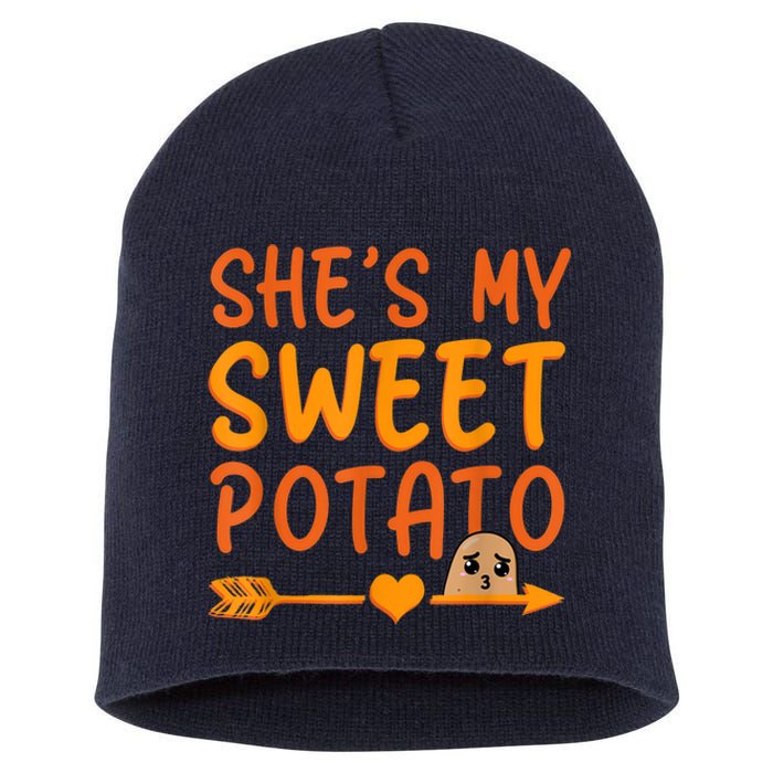 Shes My Sweet Potato I Yam Set Thanksgiving Couples Matching Short Acrylic Beanie