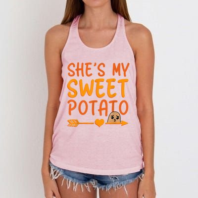 Shes My Sweet Potato I Yam Set Thanksgiving Couples Matching Women's Knotted Racerback Tank