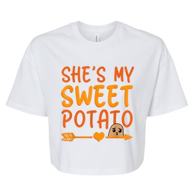 Shes My Sweet Potato I Yam Set Thanksgiving Couples Matching Bella+Canvas Jersey Crop Tee