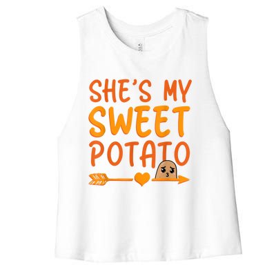 Shes My Sweet Potato I Yam Set Thanksgiving Couples Matching Women's Racerback Cropped Tank