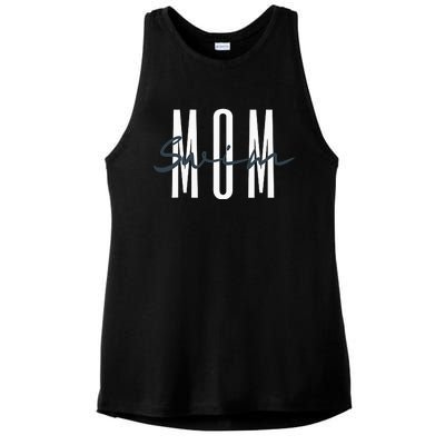 Swim Mom Swim Mama Swim Team Swimmers Mother Ladies PosiCharge Tri-Blend Wicking Tank