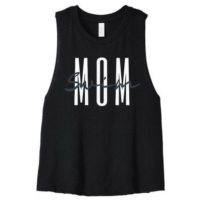 Swim Mom Swim Mama Swim Team Swimmers Mother Women's Racerback Cropped Tank