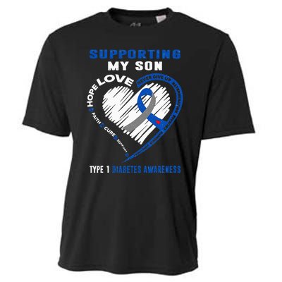 Supporting My Son Type 1 Diabetes Awareness Cooling Performance Crew T-Shirt