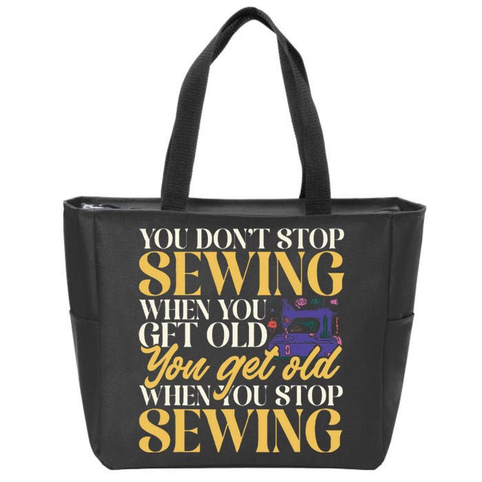 Sewing Machine Seamstress Quilting Sewing Zip Tote Bag