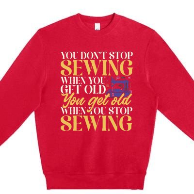 Sewing Machine Seamstress Quilting Sewing Premium Crewneck Sweatshirt