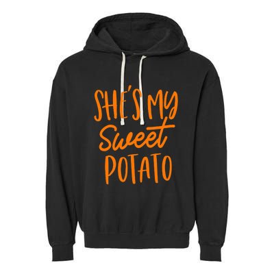 She's My Sweet Potato I Yam Set Couples Thanksgiving Funny Garment-Dyed Fleece Hoodie