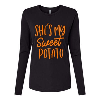 She's My Sweet Potato I Yam Set Couples Thanksgiving Funny Womens Cotton Relaxed Long Sleeve T-Shirt