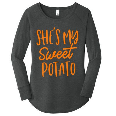 She's My Sweet Potato I Yam Set Couples Thanksgiving Funny Women's Perfect Tri Tunic Long Sleeve Shirt