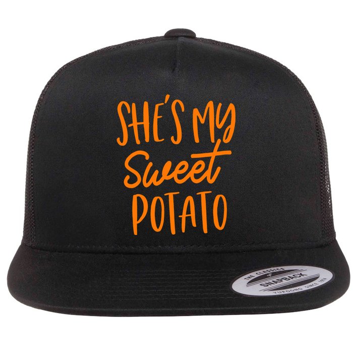 She's My Sweet Potato I Yam Set Couples Thanksgiving Funny Flat Bill Trucker Hat