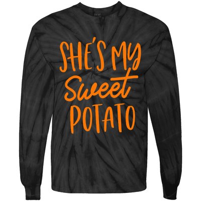 She's My Sweet Potato I Yam Set Couples Thanksgiving Funny Tie-Dye Long Sleeve Shirt