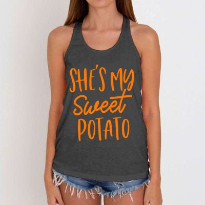 She's My Sweet Potato I Yam Set Couples Thanksgiving Funny Women's Knotted Racerback Tank