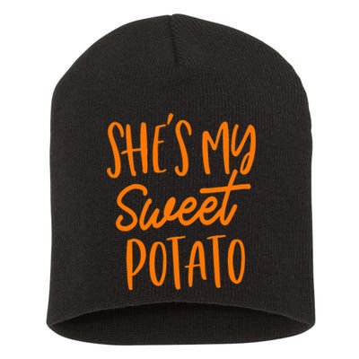 She's My Sweet Potato I Yam Set Couples Thanksgiving Funny Short Acrylic Beanie