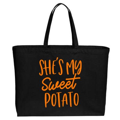 She's My Sweet Potato I Yam Set Couples Thanksgiving Funny Cotton Canvas Jumbo Tote