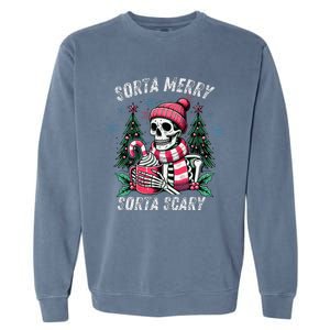 Sorta Merry Sorta Scary Skeleton Xmas Tree Christmas Pajamas Garment-Dyed Sweatshirt