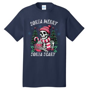 Sorta Merry Sorta Scary Skeleton Xmas Tree Christmas Pajamas Tall T-Shirt