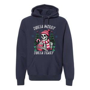 Sorta Merry Sorta Scary Skeleton Xmas Tree Christmas Pajamas Premium Hoodie