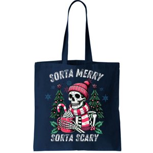 Sorta Merry Sorta Scary Skeleton Xmas Tree Christmas Pajamas Tote Bag