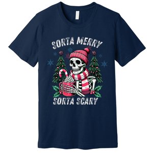 Sorta Merry Sorta Scary Skeleton Xmas Tree Christmas Pajamas Premium T-Shirt