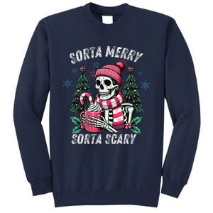 Sorta Merry Sorta Scary Skeleton Xmas Tree Christmas Pajamas Tall Sweatshirt