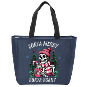 Sorta Merry Sorta Scary Skeleton Xmas Tree Christmas Pajamas Zip Tote Bag