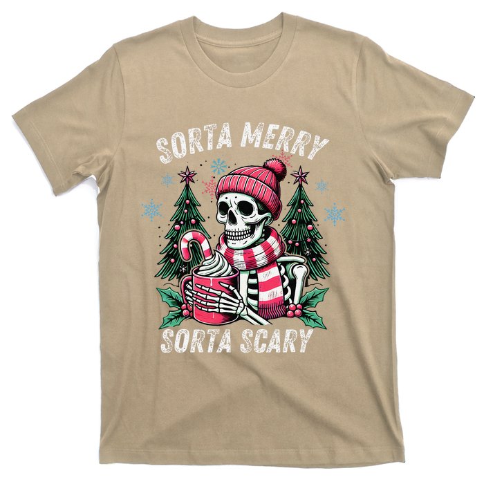 Sorta Merry Sorta Scary Skeleton Xmas Tree Christmas Pajamas T-Shirt