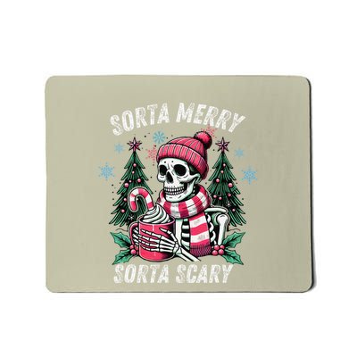 Sorta Merry Sorta Scary Skeleton Xmas Tree Christmas Pajamas Mousepad