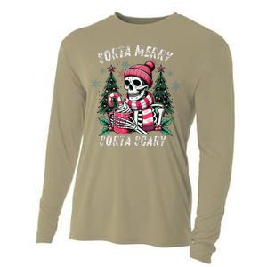 Sorta Merry Sorta Scary Skeleton Xmas Tree Christmas Pajamas Cooling Performance Long Sleeve Crew