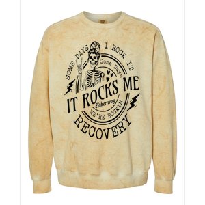 Skull Mom Some Days I Rock It Some Days It Rocks Me Recovery Colorblast Crewneck Sweatshirt