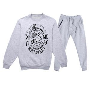 Skull Mom Some Days I Rock It Some Days It Rocks Me Recovery Premium Crewneck Sweatsuit Set