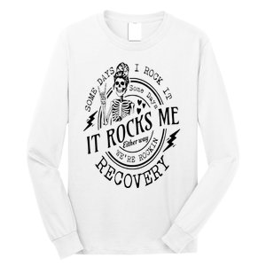 Skull Mom Some Days I Rock It Some Days It Rocks Me Recovery Long Sleeve Shirt