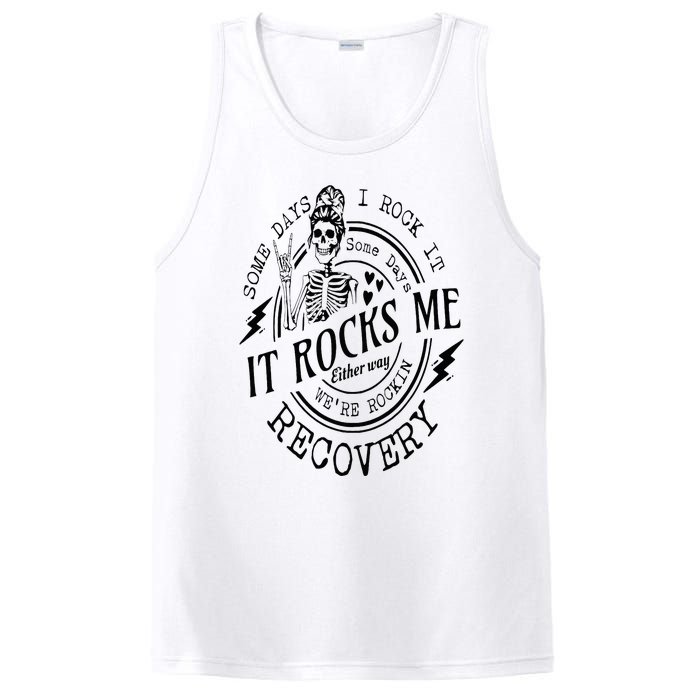 Skull Mom Some Days I Rock It Some Days It Rocks Me Recovery PosiCharge Competitor Tank