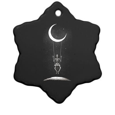 Skeleton Moon Swing Rock On Band Rock And Roll Graphic Gift Ceramic Star Ornament